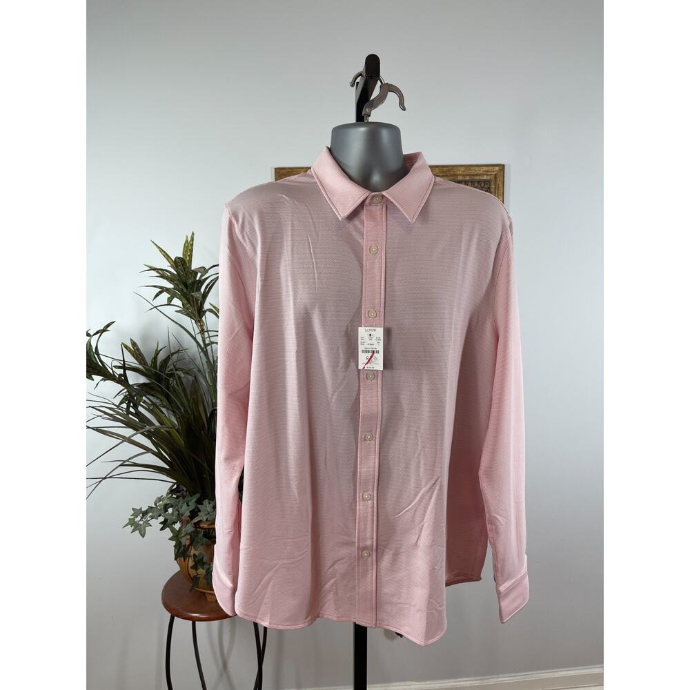 J.CREW Dress Shirt Men's Large Pink Polka Dot Long Sleeve Modern Minimalist